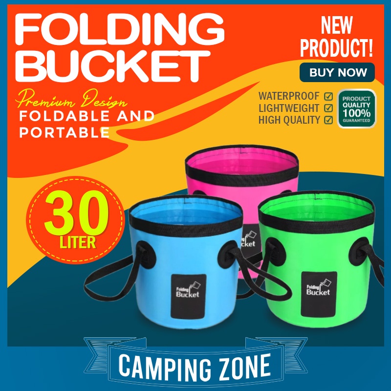 30L Portable Outdoor Foldable Water Bucket Camping Storage Container Washbasin Bucket