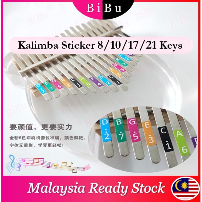 Kalimba sticker 8/10/17/21 Keys Notes Stickers Thumb Piano Sticker Cute