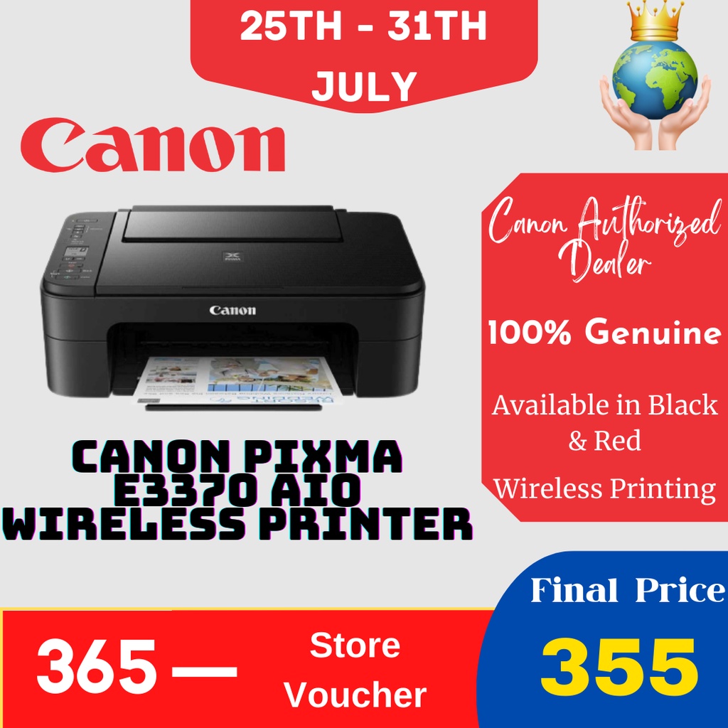 Canon PIXMA E3370 Inkjet Printer Shopee Malaysia