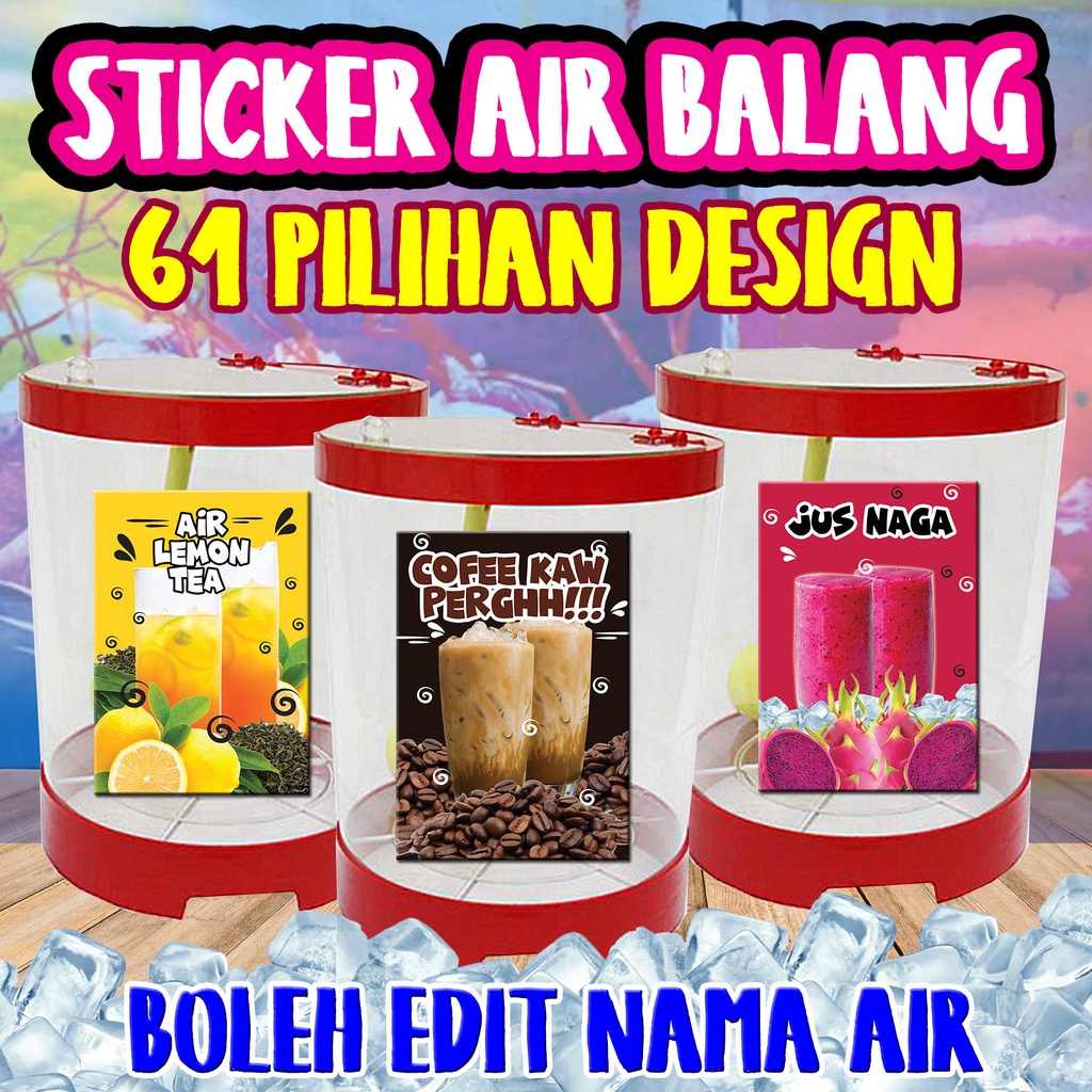 STICKER AIR BALANG SAIZ A4⭐MURAH⭐BOLEH EDIT INFO, AIR JUS BUAH BAZAR
