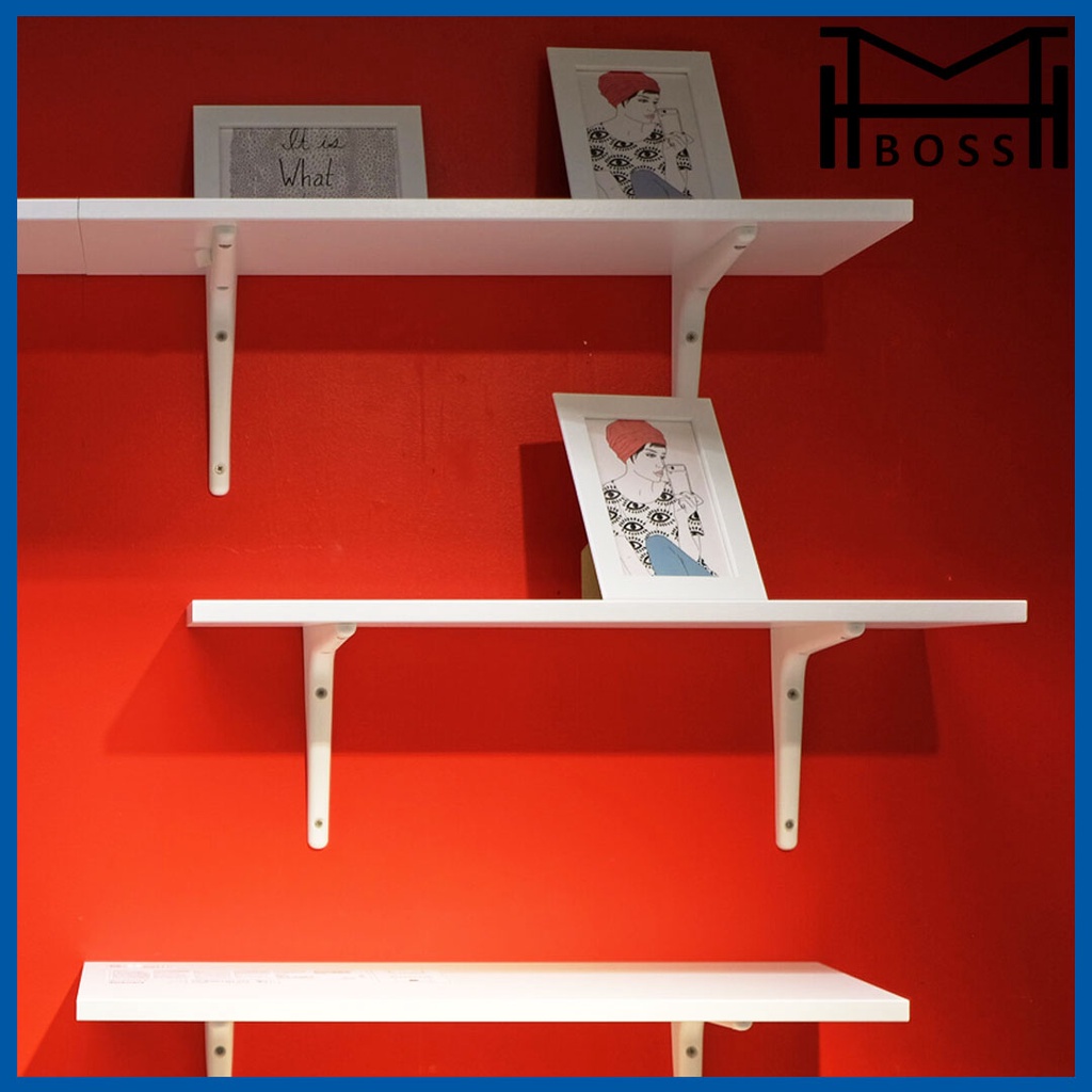 WALL SHELF WHITE 59X20CM BURHULT WALL RACK HANGING SHELF RAK DINDING