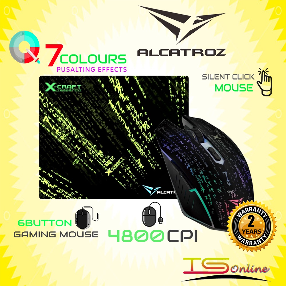 Alcatroz XCraft PRO NOIZ Z8000 Gaming Mouse Free Mouse Pad ( Silent