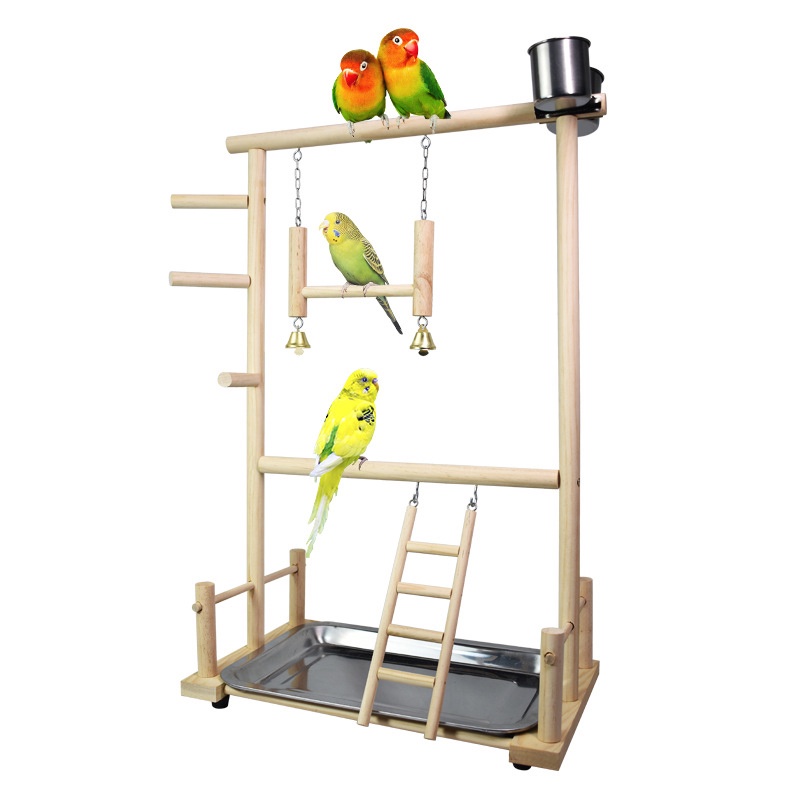 Parrots Wooden Stand Bird Play Activity Center Playground Ladder Perch