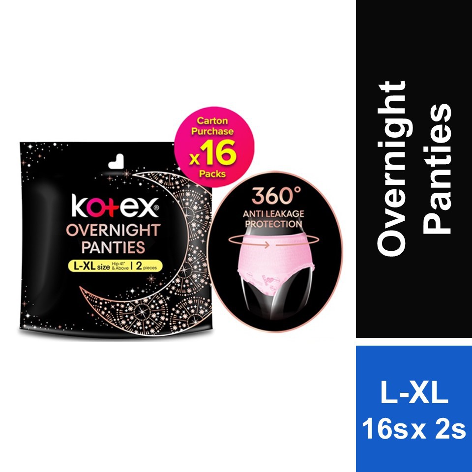 Kotex Overnight Panties LXL Size (16 Packs x 2 Pcs) Shopee Malaysia