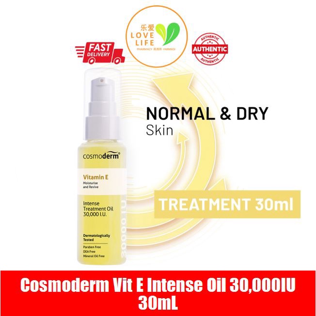Cosmoderm Vitamin E Oil Intense Treatment 30000 iu with Rosehip Oil