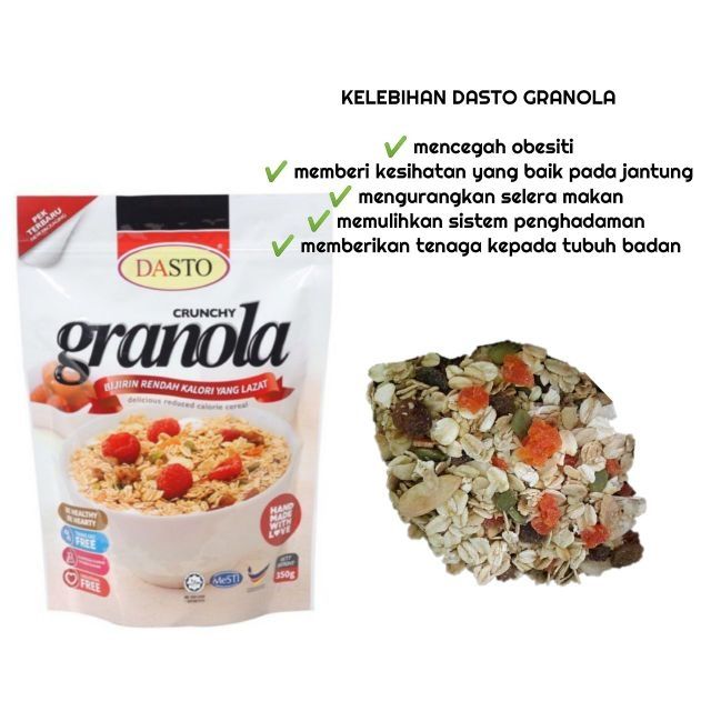 Oat Dasto Granola Crunchy Bijirin Rendah Kalori Shopee Malaysia