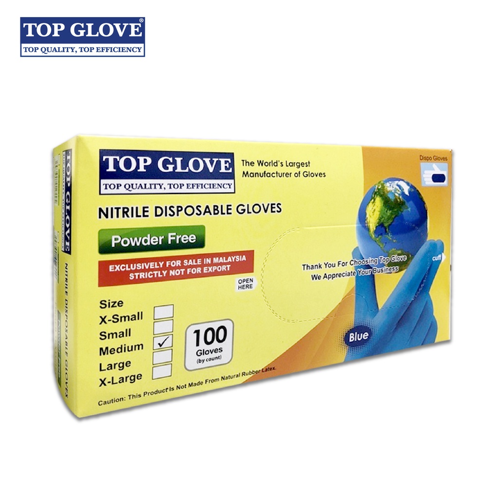 nitrile glove Top Glove Nitrile Powder Free Disposable Glove Blue (100 Pcs) Shopee Malaysia