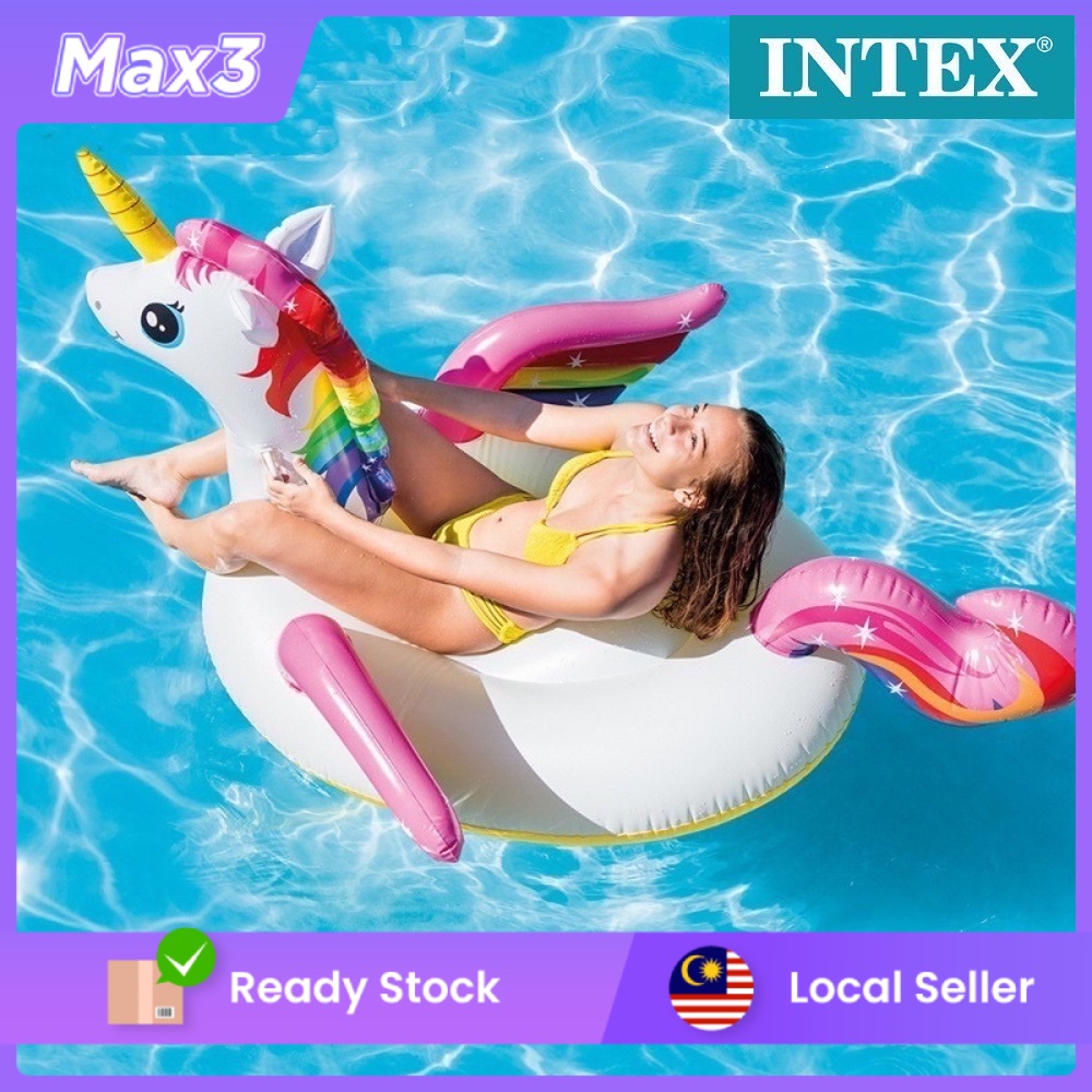 INTEX 201cm*140cm*97cm Giant Inflatable Rainbow Unicorn Floating Adult