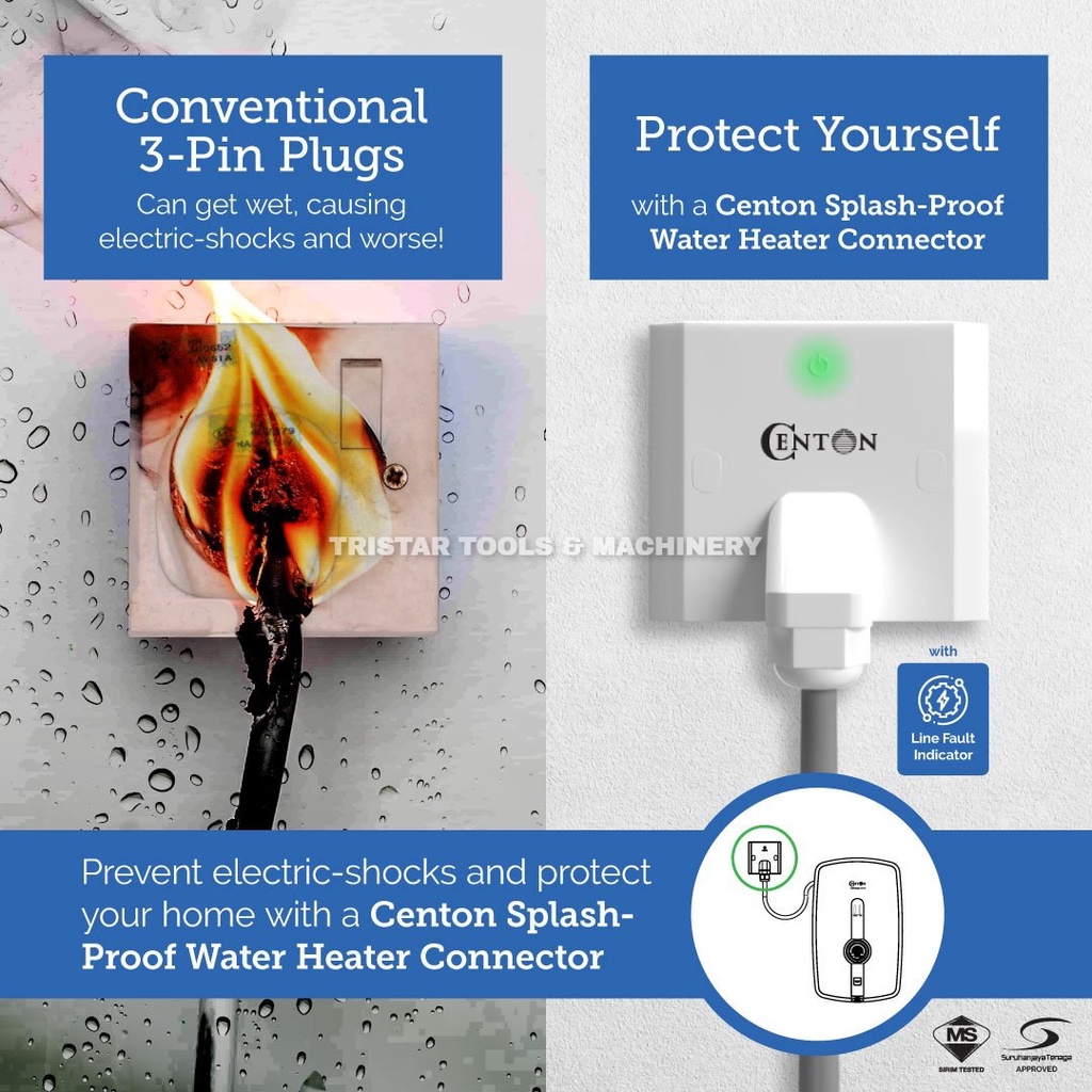 CENTON Water Heater Connector Line Fault Indicator Prevent Electrical