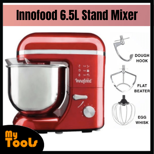 Innofood Stand Mixer 6.5 Liters 800W 2kg KT609 + Egg Whisk + Flat