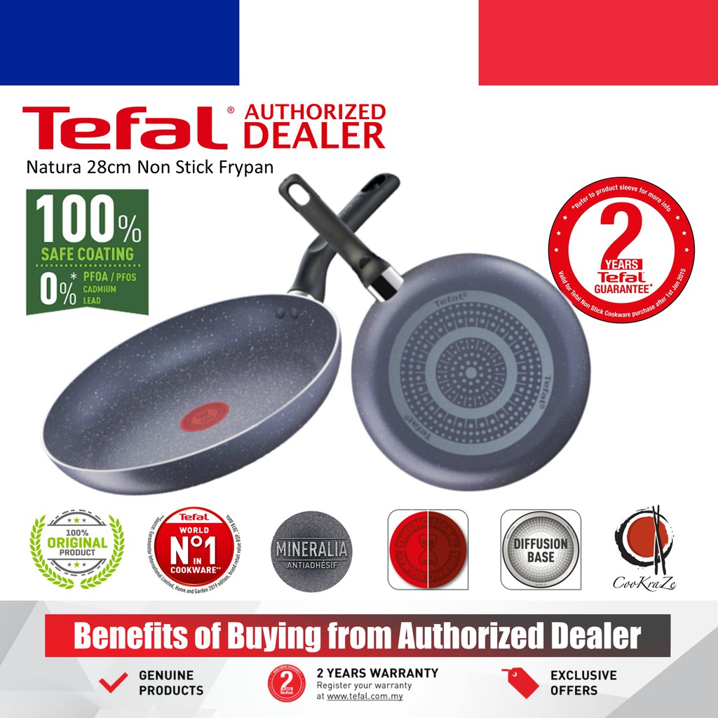 Tefal Natura 28cm Non Stick Frypan B22606 B2260695 Pan Pot Stir Fry