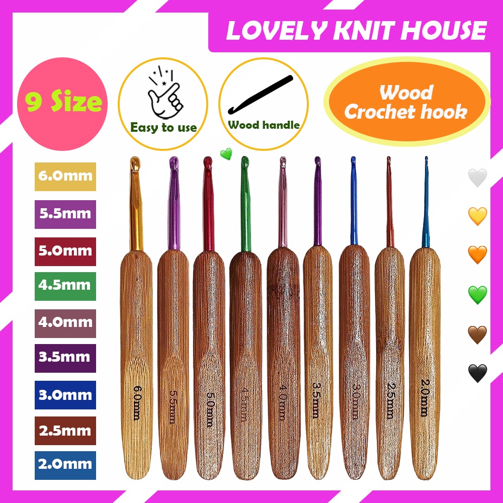 9pcs/set Wooden Crochet Hooks Opp Packaging Knitted Kit Set 9pcs/set