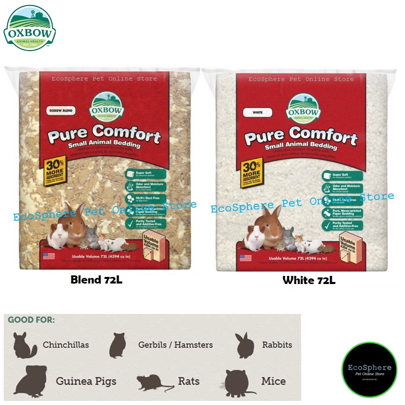 OXBOW PURE COMFORT Small Animal Paper Bedding (White/Blend) 72L For