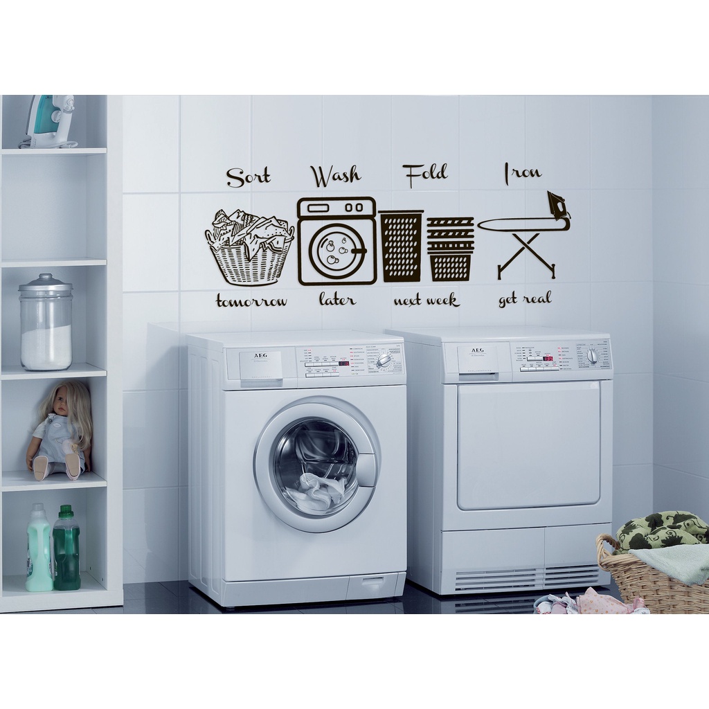 Vinyl Wall Stickers Laundry Room Washing Machine Door Decorative Decal