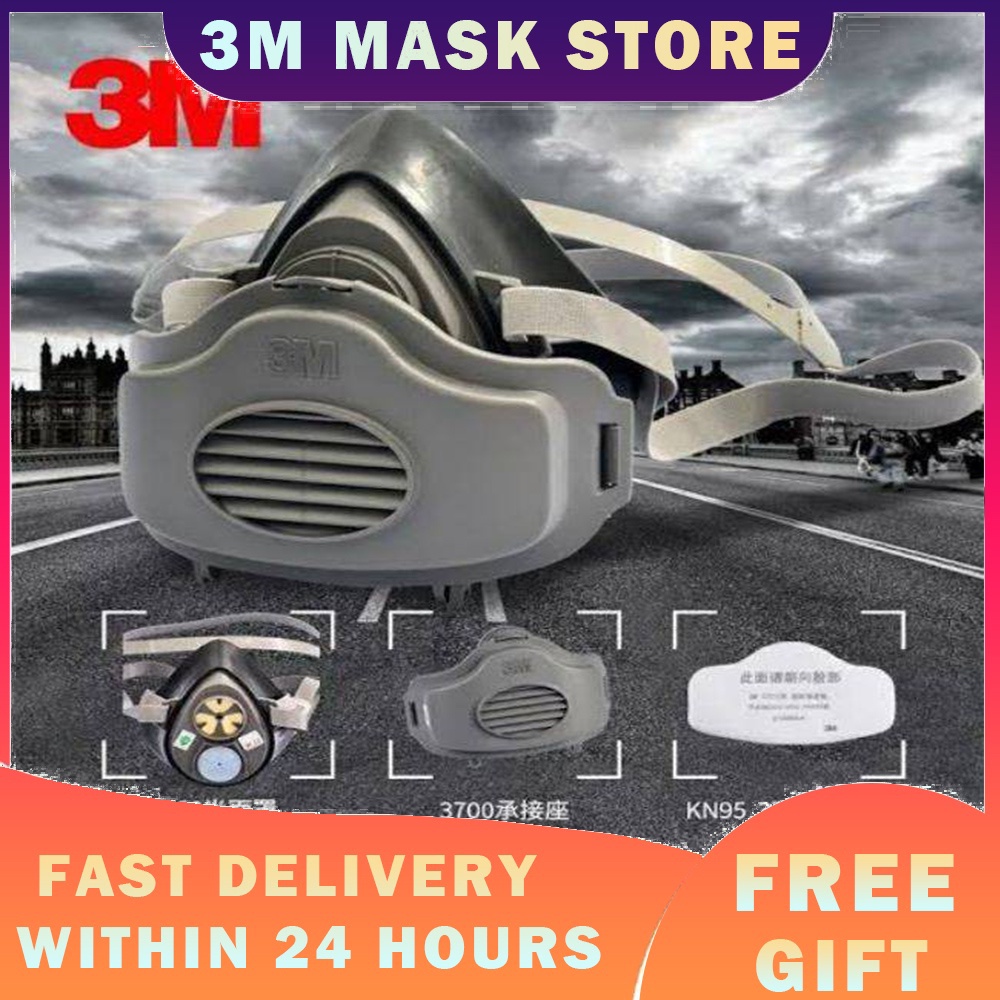 3M RESPIRATOR N95 3200 3701 Half Face Dust Gas Mask Paint Spray