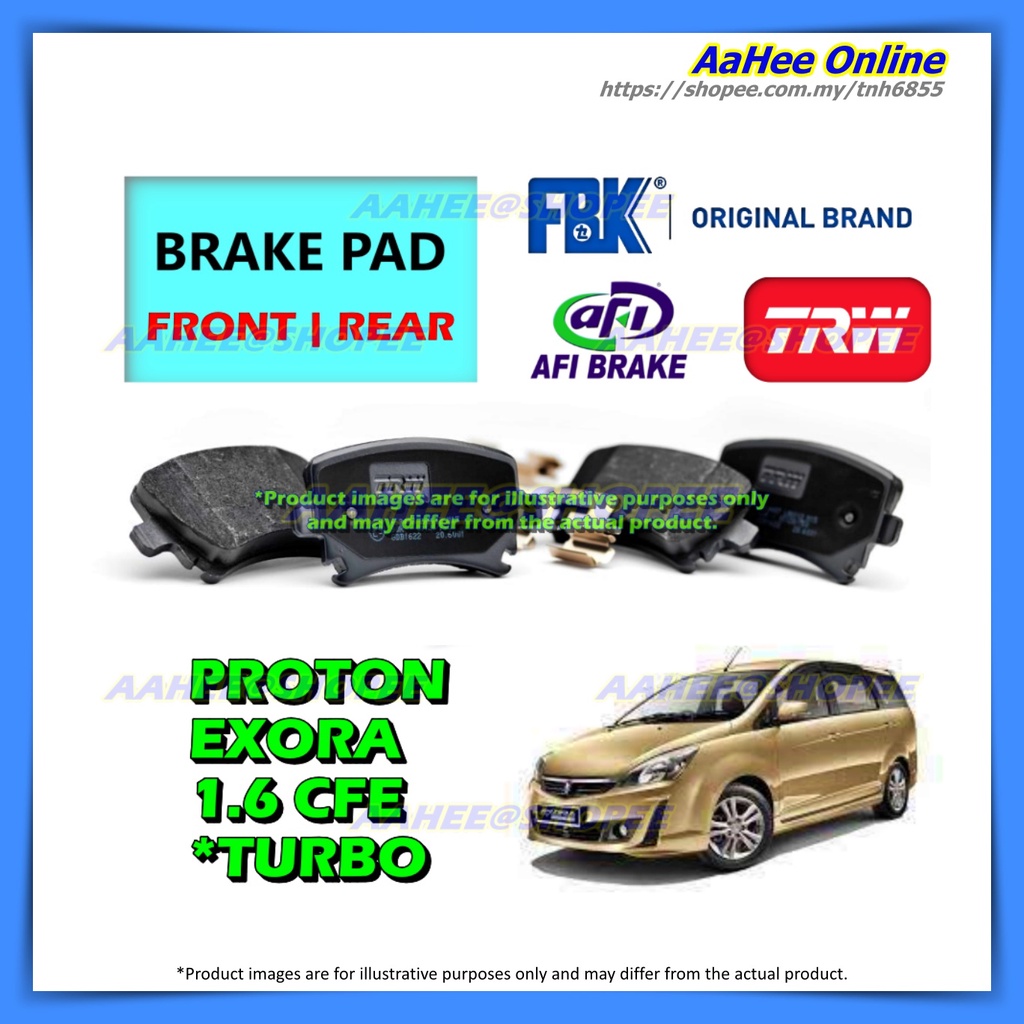 Proton EXORA Turbo Bold CFE Brake Pad Front Rear AFI FBK TRW Original