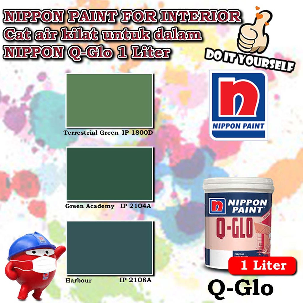 Nippon paint Q Glo Interior 1 Liter Terrestrial Green 1800D / Green