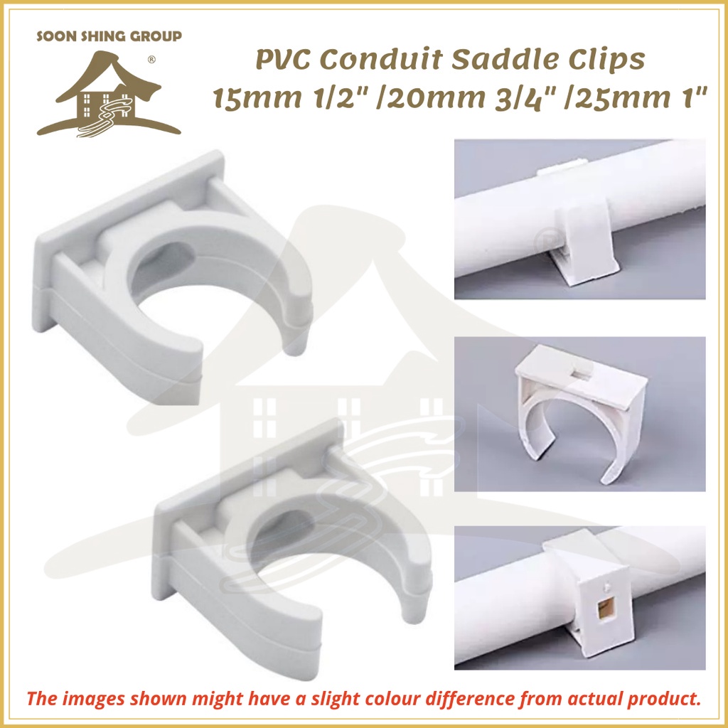 PVC Conduit Clips / Saddle Clips 15mm 1/2" / 20mm 3/4" / 25mm 1