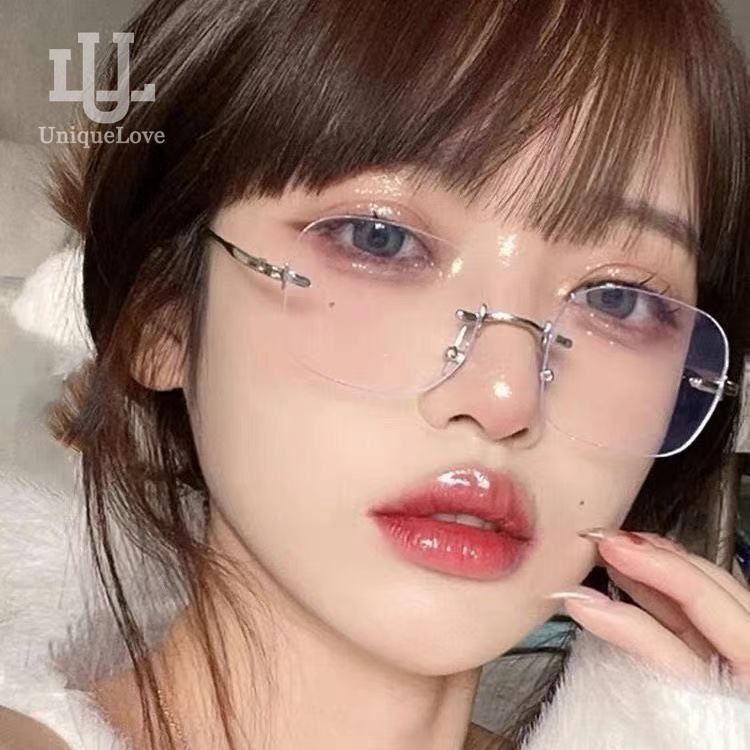 Rimless Glasses Magnifying Ready Clear Women Men Metal Rimless Square