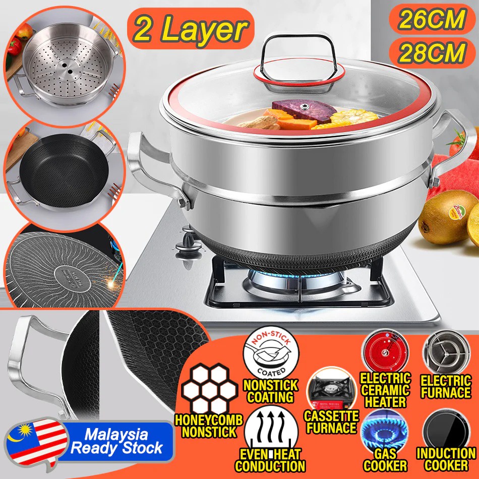 Tollo_regina [26cm/28cm/30cm] 2 LAYER SUS316 Stainless Steel Nonstick