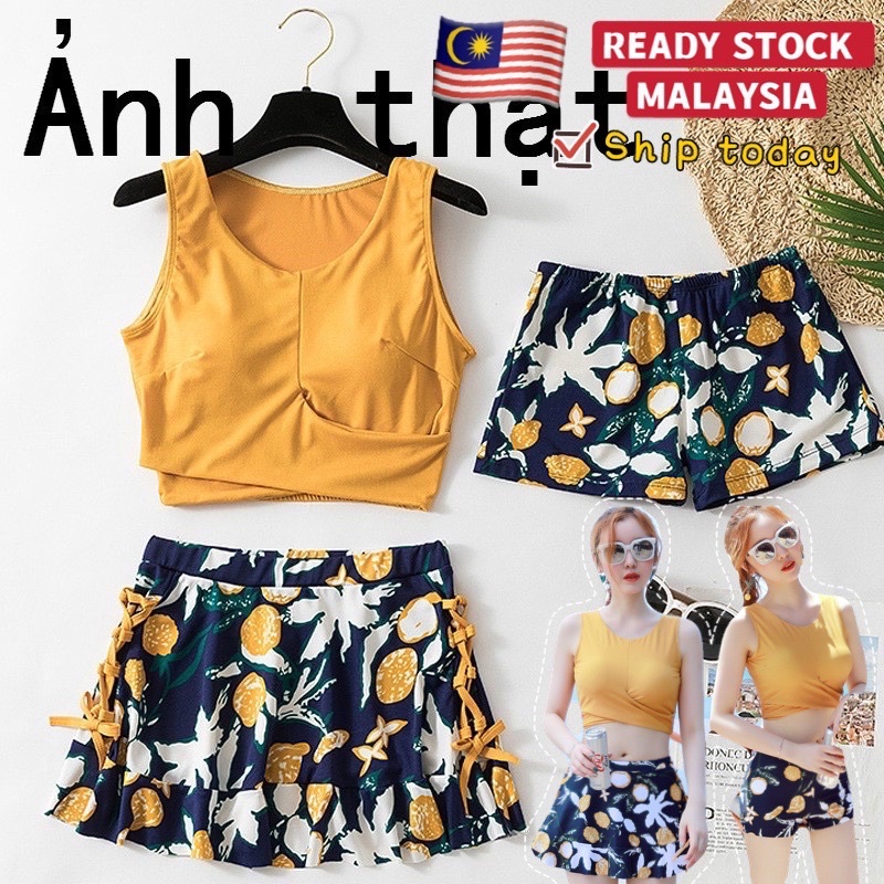 Ready stock MALAYSIA fast delivery 3pcs set swimsuit swimwear bikini