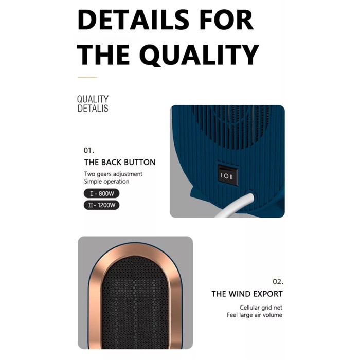 PTC Ceramic Mini Heater XH1201 / Air Heater / Office Heater / Desktop Heater / Warm Fan / Mini