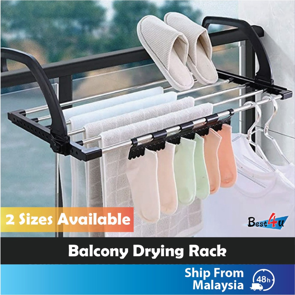 Best4u Balcony Clothes Drying Rack Stainless Steel Folding Towel