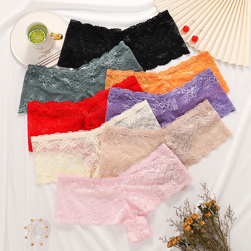 Sexy Panties Women Black White Lace Floral Flower Underwear Briefs Thin