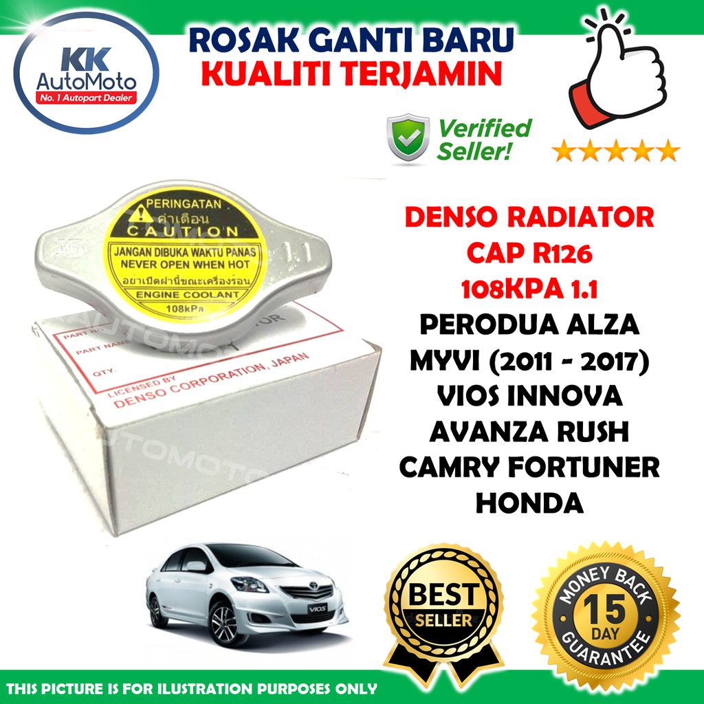 R126 1.1 Denso Radiator Cap Japan Made Perodua Alza Myvi (2011 2017