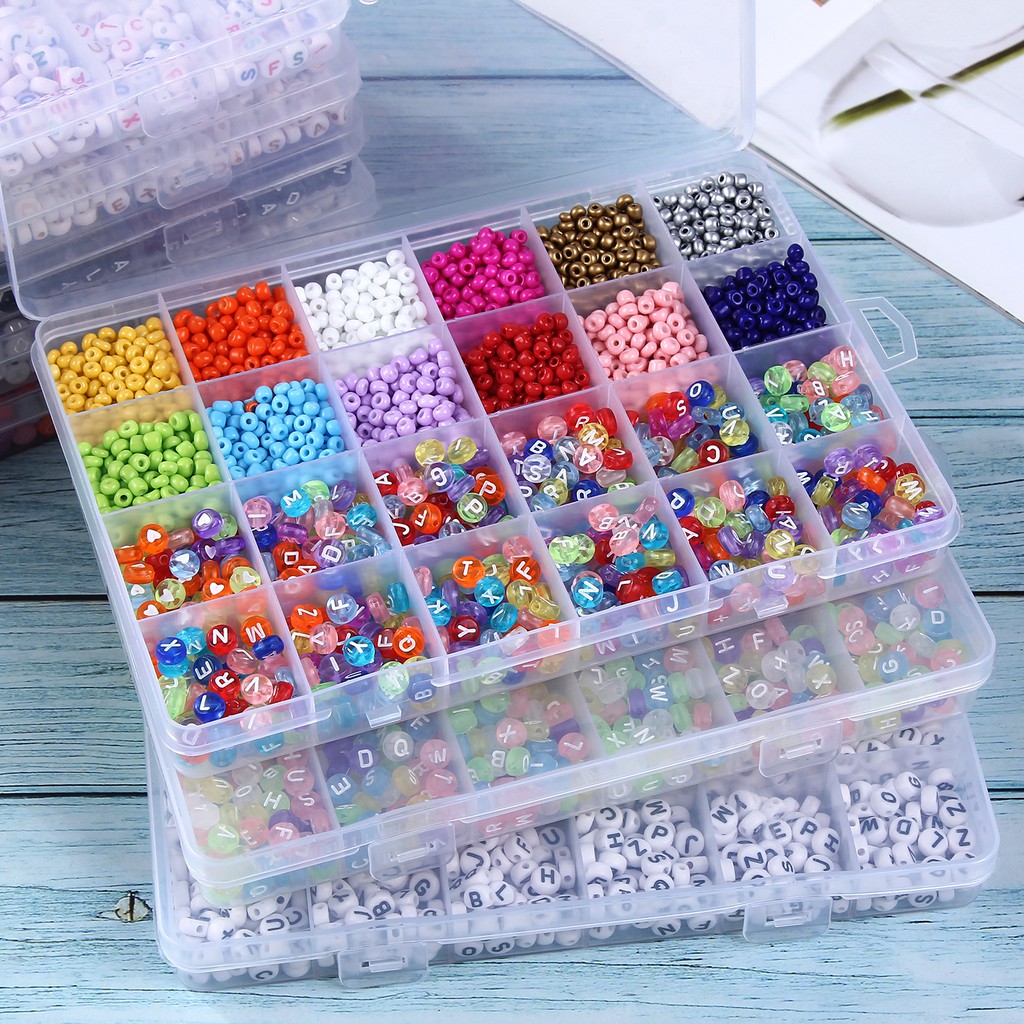 Beads Kit Glass Seed Beads Alphabet Letter Beads and Heart Shape Beads