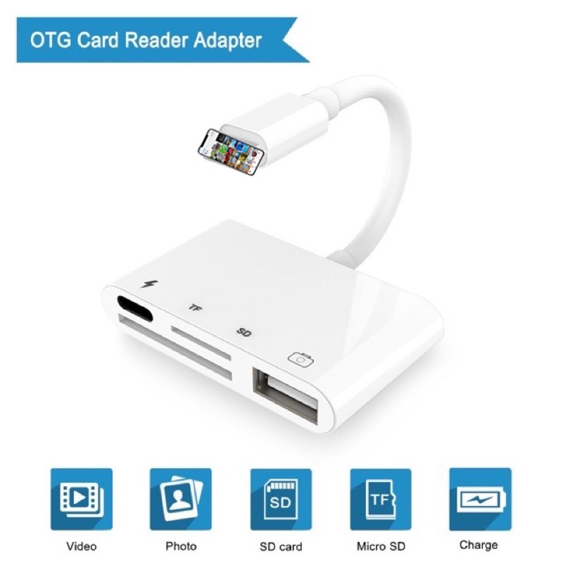 iP to USB Camera Reader 4IN1 to SD/Micro SD iP Adapter Cable OTG