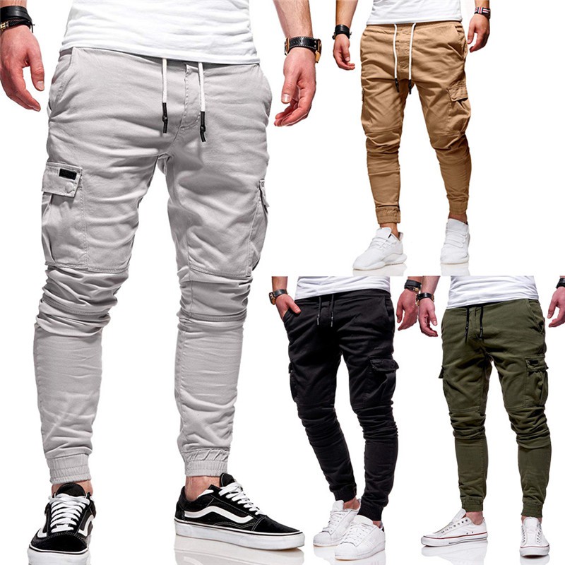 Men's New Fashion Solid Color Sports Plus Size Cargo Pants Shopee