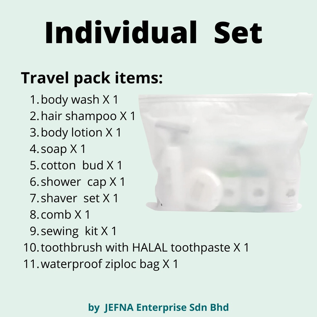 HALAL or Basic Travel Set / Travel Pack / Travel Amenities / Travel Toiletries / Travel Personal