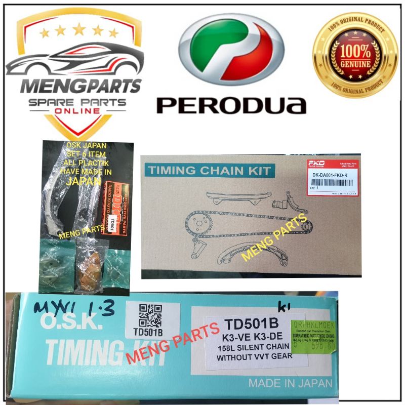 PERODUA MYVI 1.3 ,KEMBARA DVVT K3 ,AVANZA 1.3 F601 TIMING CHAIN KIT O.S