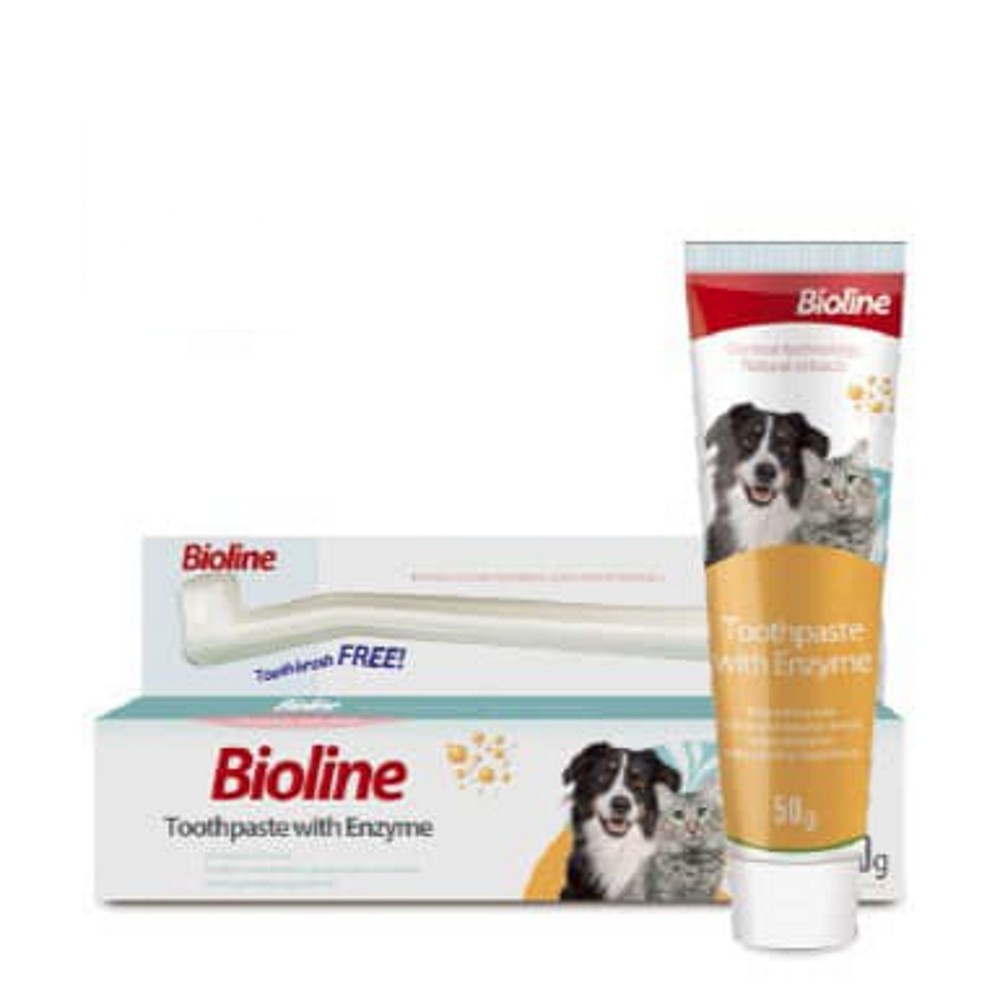 Bioline Pet Toothpaste Set for Cats & Dogs (50g) with Probiotics