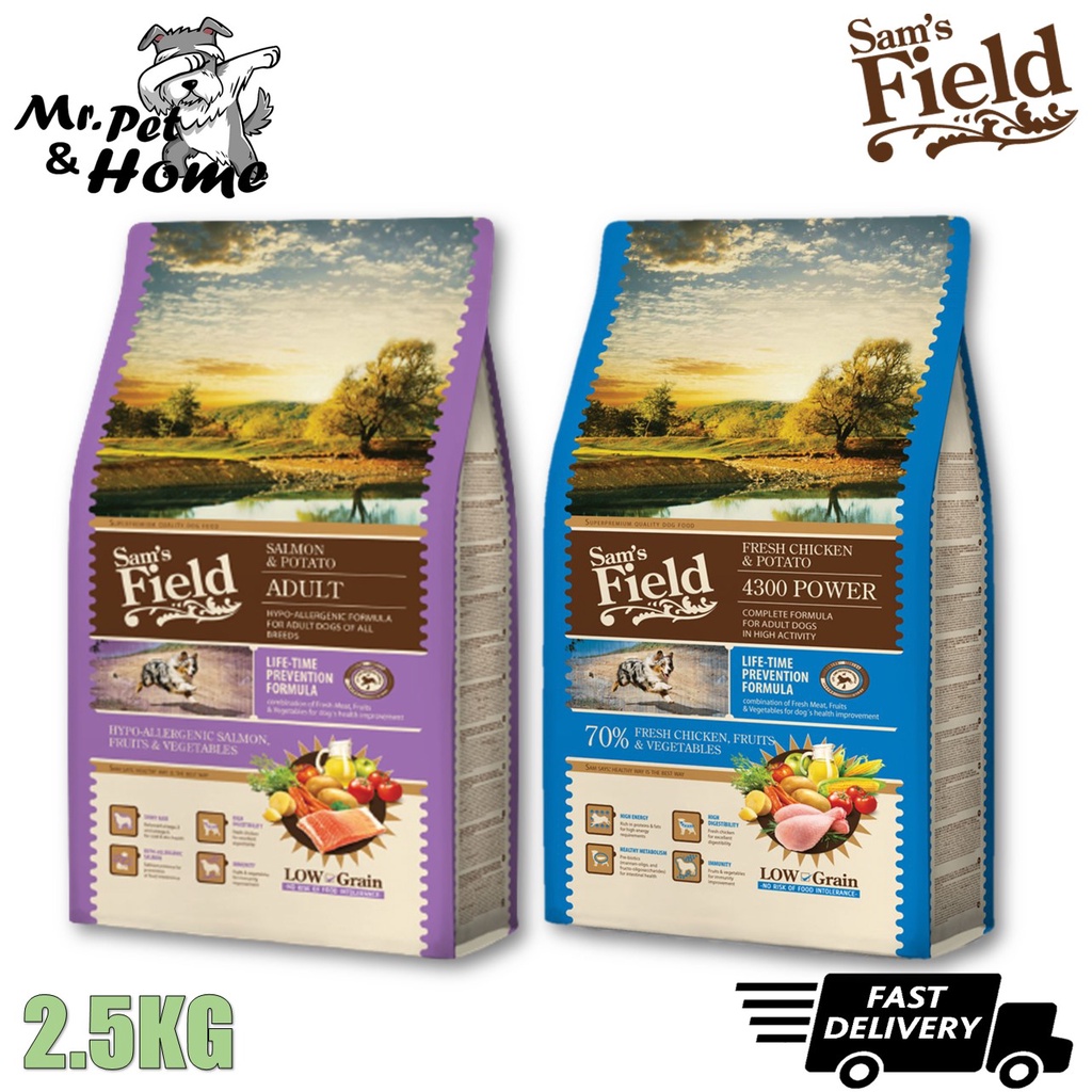 Sam's Field CHICKEN & POTATO Dog Food 2.5KG Complete Formula POWER Adult Dogs Food Shopee Malaysia