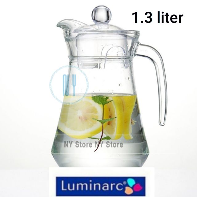 Luminarc ARC Glass Jug Air Water Pitcher with Lids 1L1.3L Jag Kaca