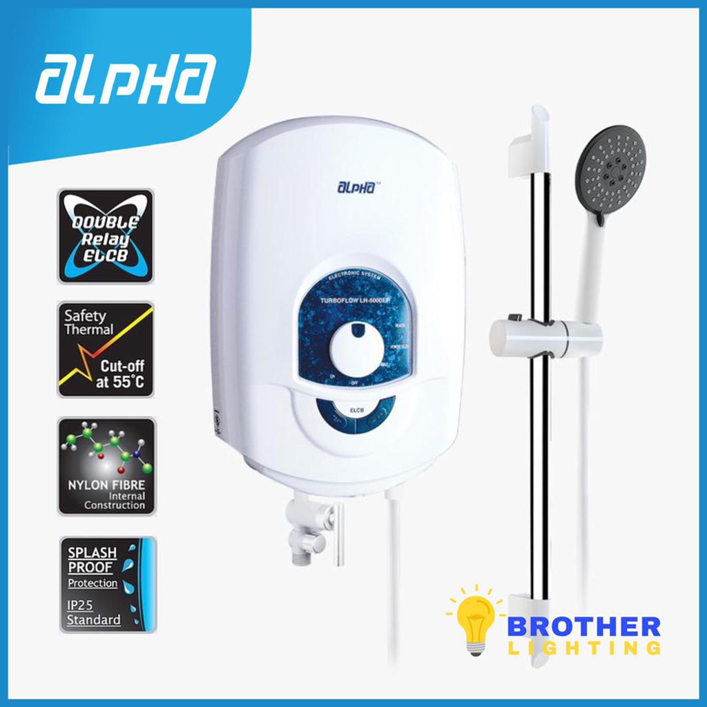 Alpha Shower Water Heater with Booster Turbo PUMP LH5000EP SIRIM