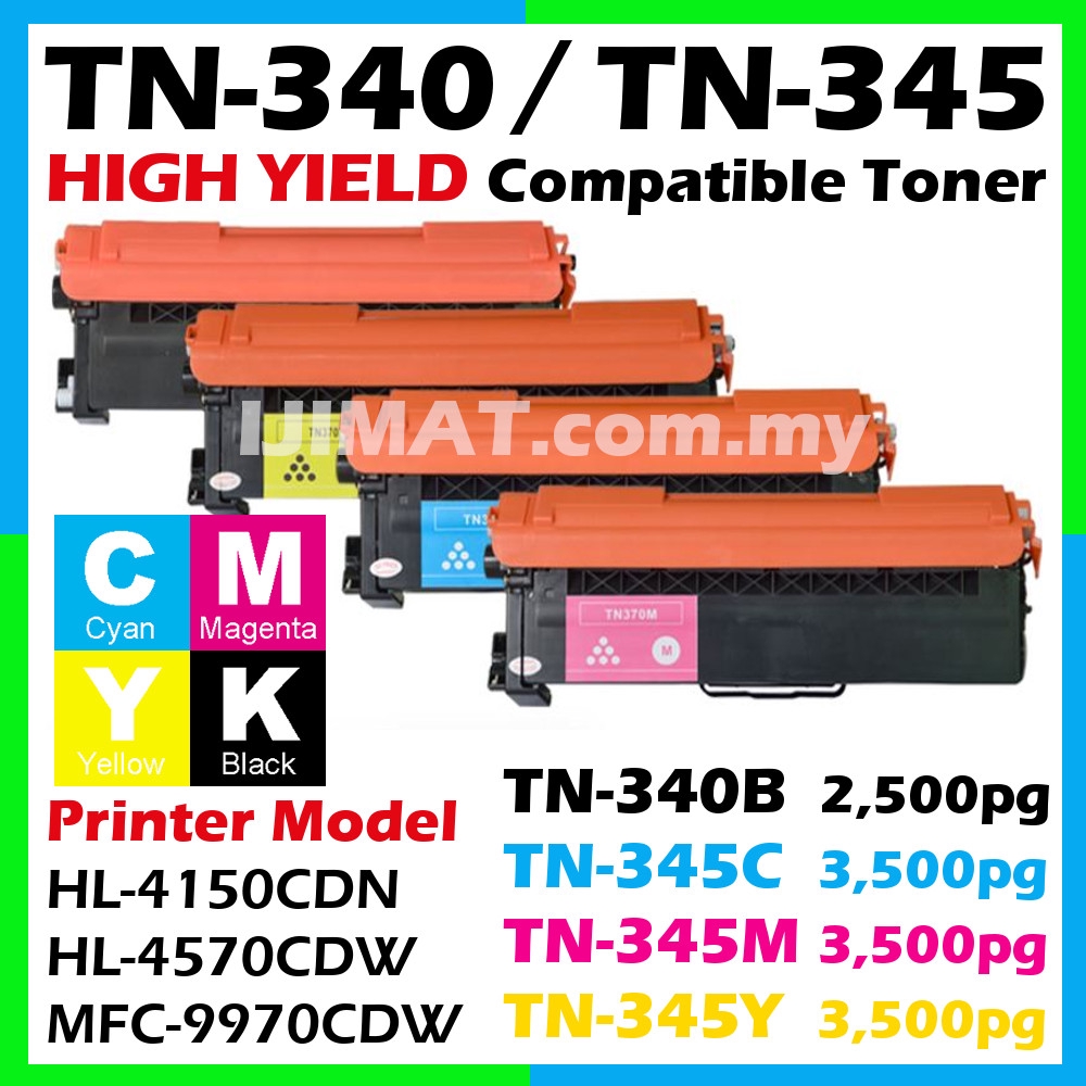 Compatible TN340 TN345 Brother HL4150CDN HL4570CDW MFC9460CDN