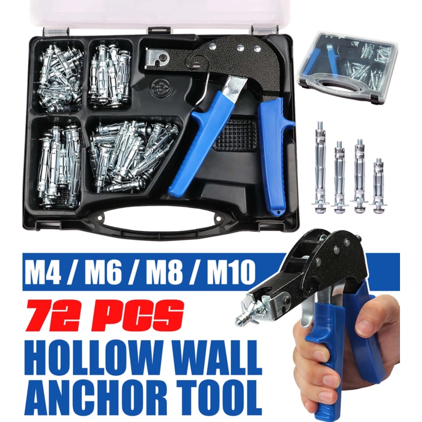 Wall Anchor Screw 72pcs for Drywall Gypsum Wood Board Molly Bolt Hollow