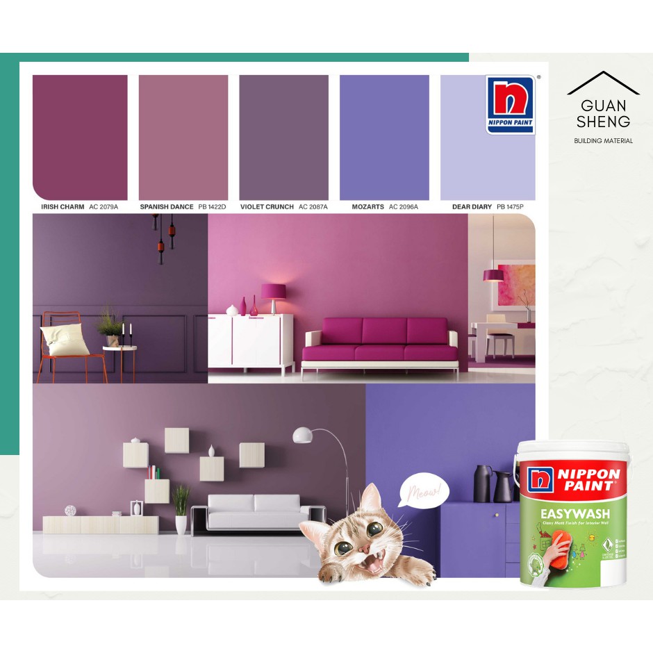 NIPPON Paint EasyWash (Purple Series) 5L Indoor Water Based Wall Paint