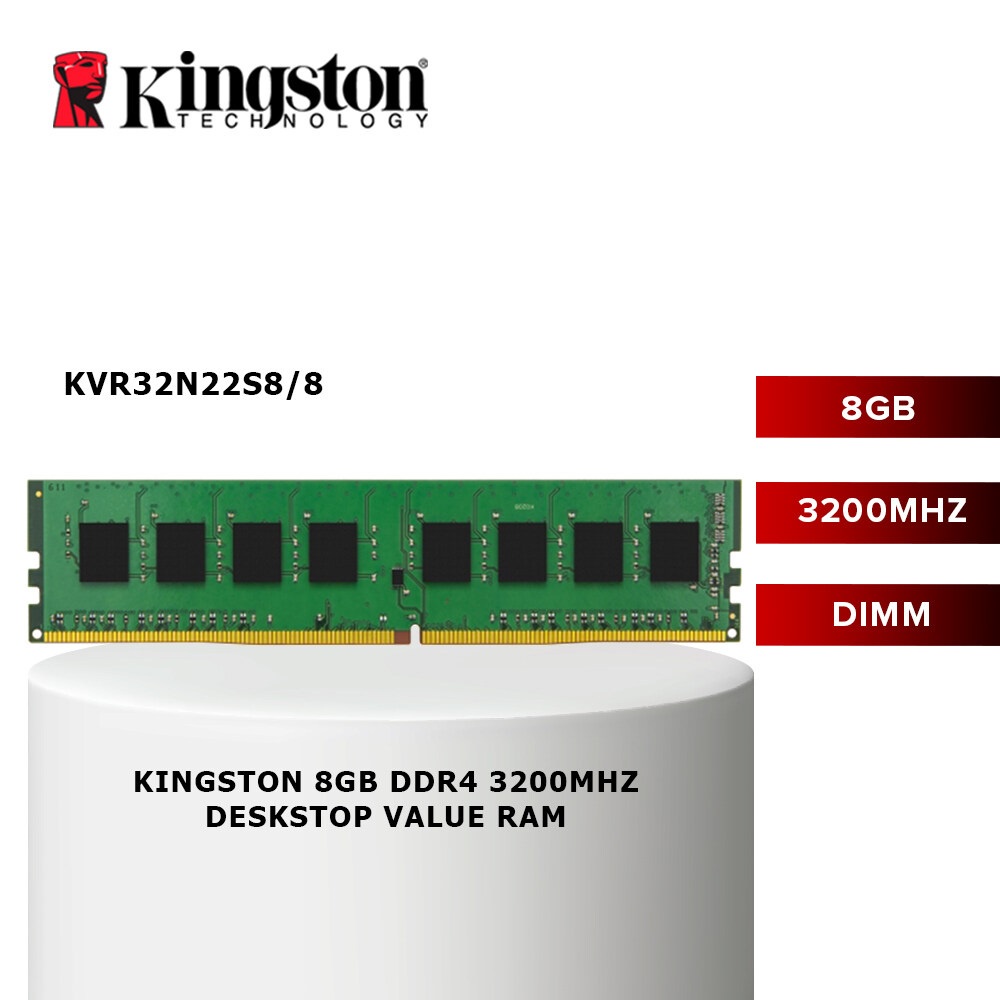 Kingston 8GB DDR4 3200Mhz Desktop Value Ram KVR32N22S8/8 Shopee