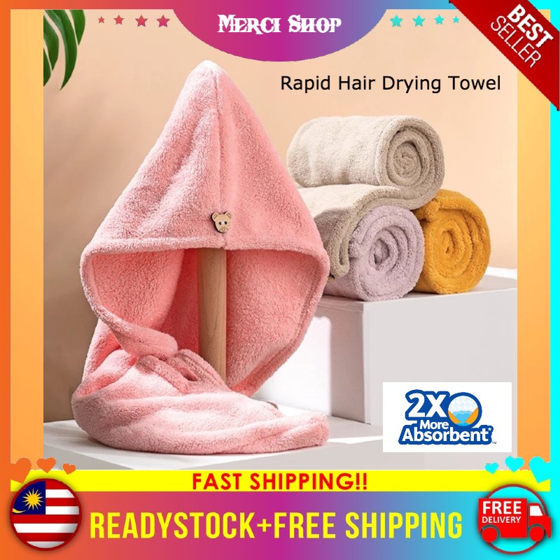 MS Microfiber Rapid Hair Drying Towel Fast Drying Hair Wrap Hat Super