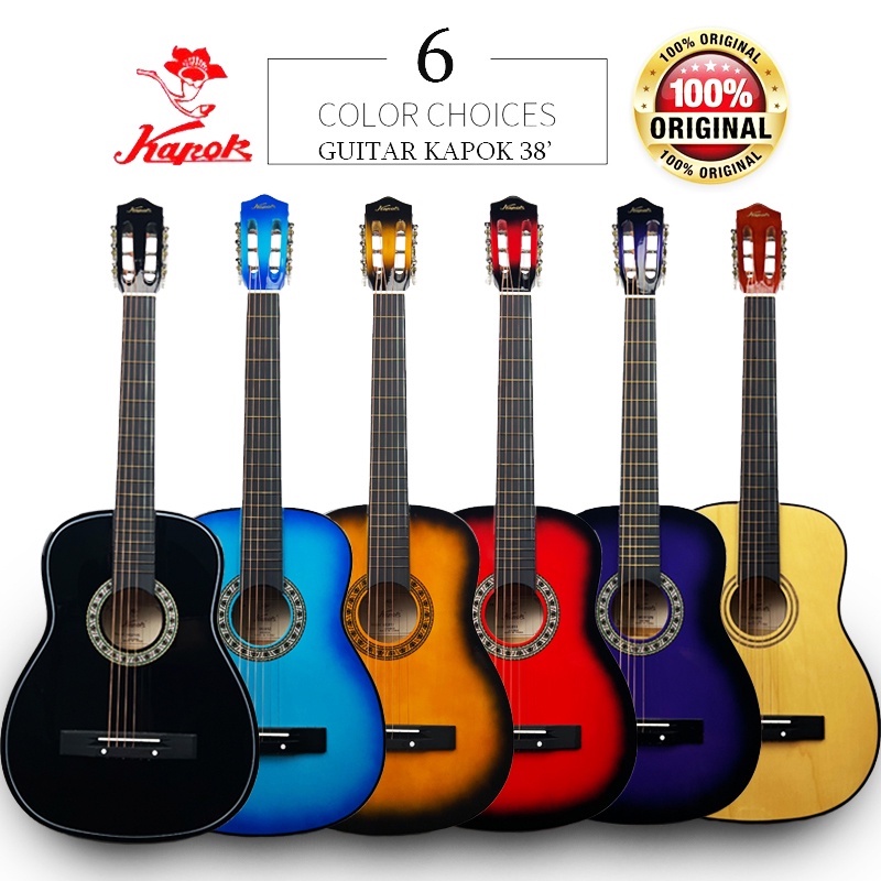 Kapok Acoustic Guitar Kapok 38" Free Gift Bag,Capo,Pick,Strap 100 Original Free Tuning Shopee