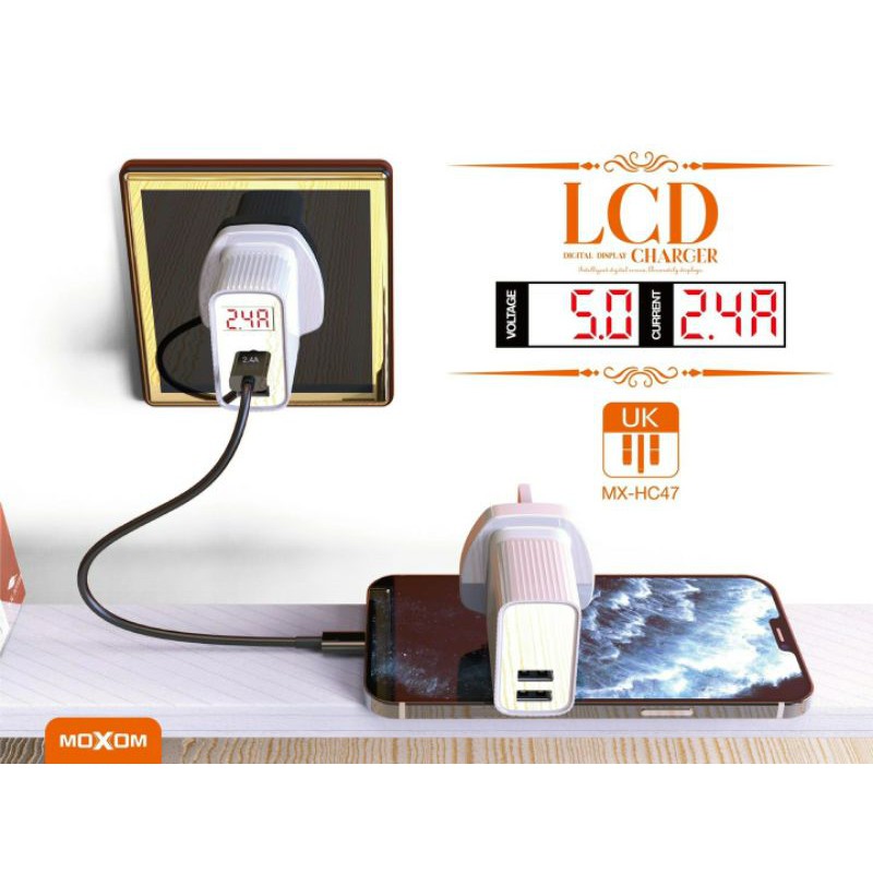 MOXOM MXHC47 2 USB CHARGER DISPLAY VOLTAGE AND CURRENT Shopee Malaysia