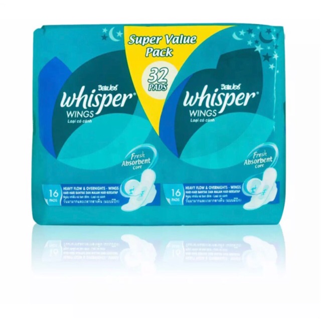 Whisper Overnight Winged Pads ( 32 pads ) Shopee Malaysia