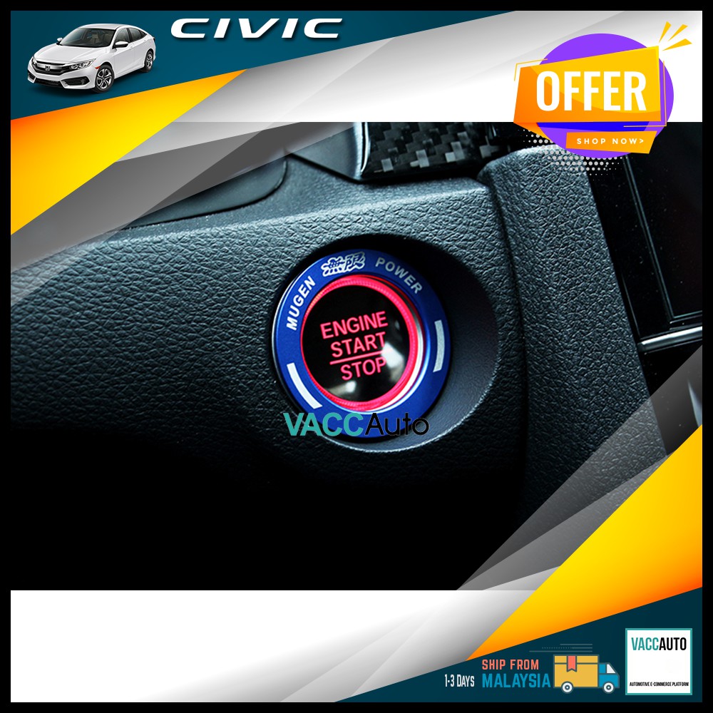Honda Civic FC 10thPush Start Button Ring Push Button Knob Key Switch