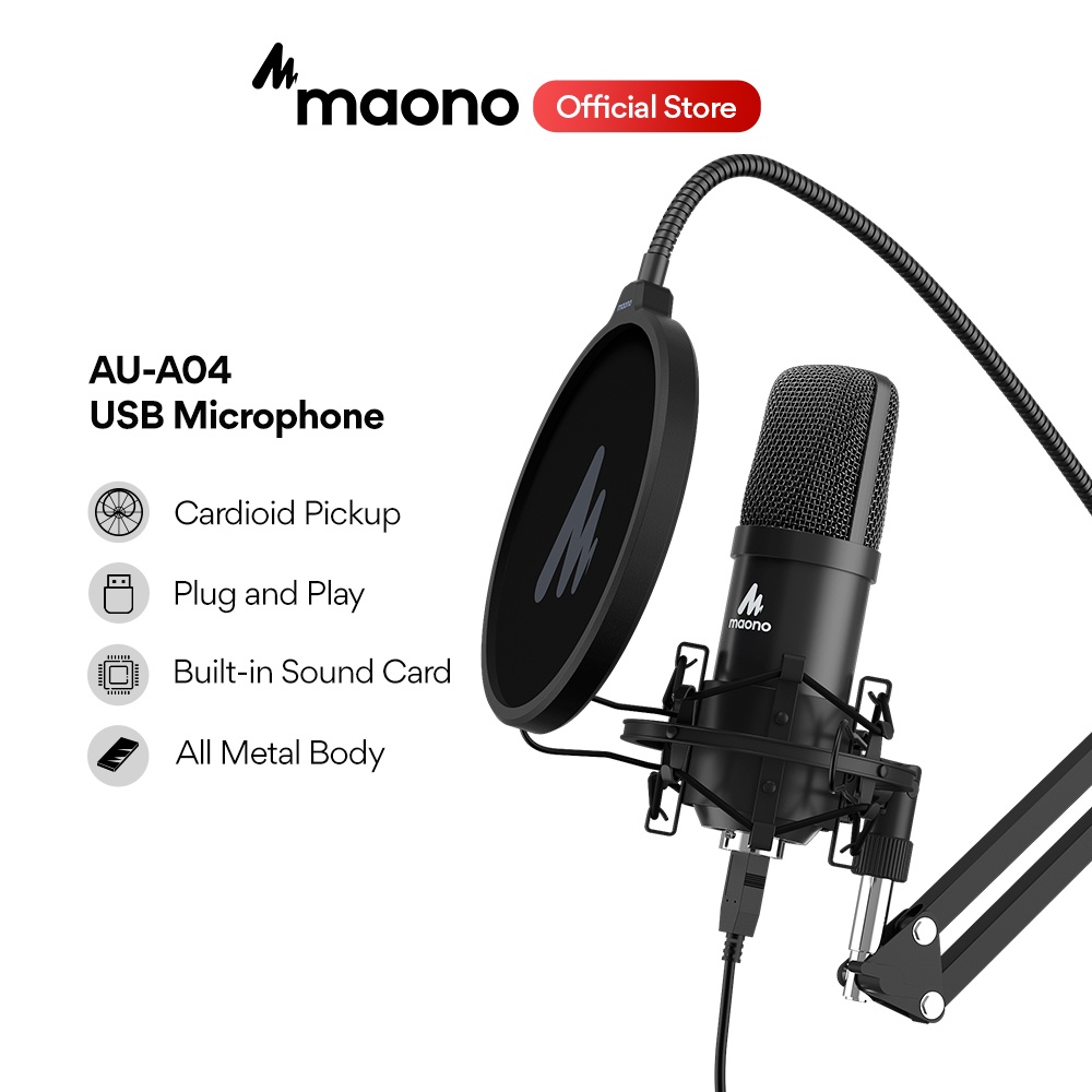 Maono AUA04 USB Microphone Kit 192KHZ/24BIT Professional Podcast