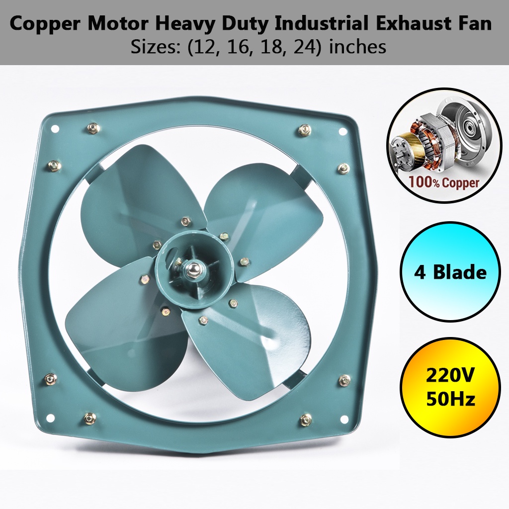 3H [12/16/18/24 inch] Wall Type Heavy Duty COPPER Motor Metal Clad