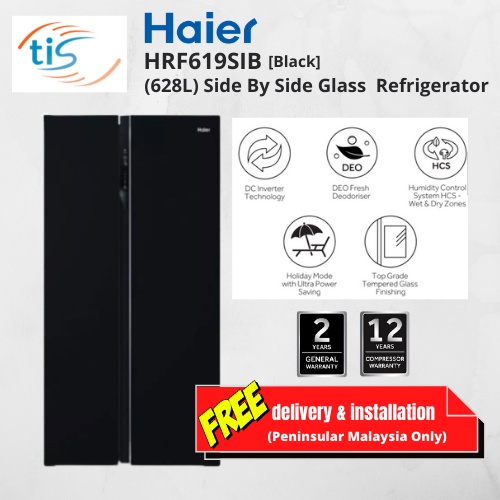 Haier 628L Side By Side Glass Refrigerator HRF619SIB Shopee Malaysia